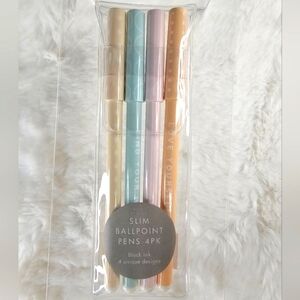 4pk Slim Ballpoint Black Ink Pens